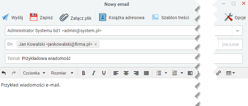 Tworzenie nowego dokumentu typu e-mail