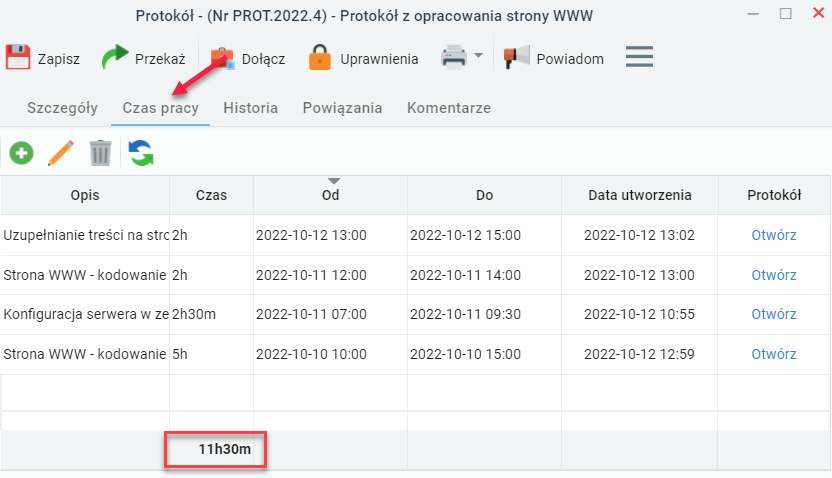 Wystawianie protokołu - krok siódmy