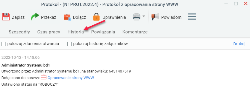 Wystawianie protokołu - krok ósmy