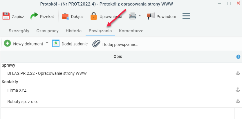 Wystawianie protokołu - krok dziewiąty