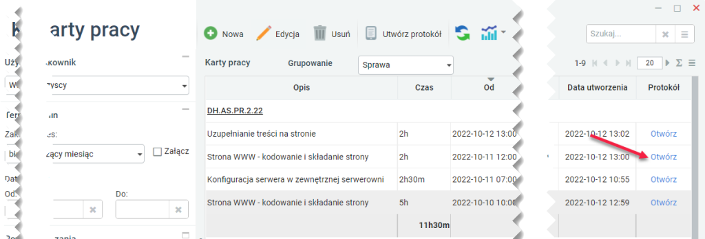 Wystawianie protokołu - krok dwunasty